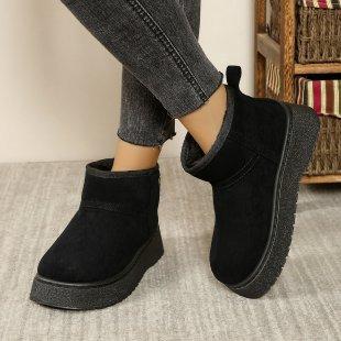 New Winter Women's Shoes, Winter Velvet Thickened Warm Cotton Shoes, Thick-soled Snow Boots Women's Fur