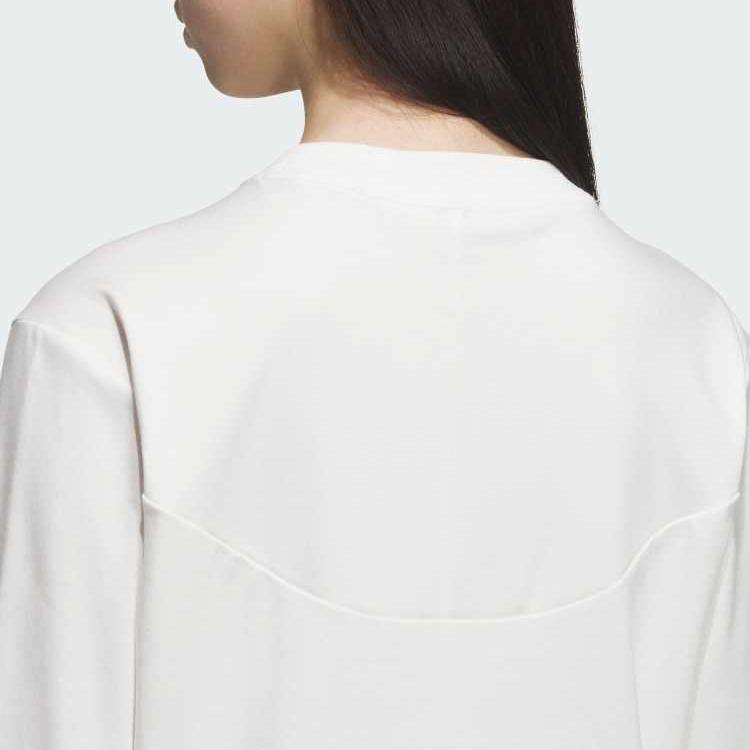 adidas Comfortable Crew Neck Pullover Long Sleeve T-Shirt Women Tops Bright-White JY8071