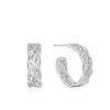 Rope Detail Chunky Hoop Ring 925 Silver Earrings E036-05H