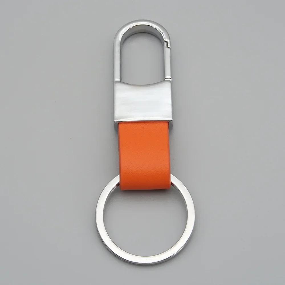 Custom Logo Name Simplicity Matte Finish Metal Leather Keychain with Laser Engraved Keyring Key Ring Chains Creative for Gif