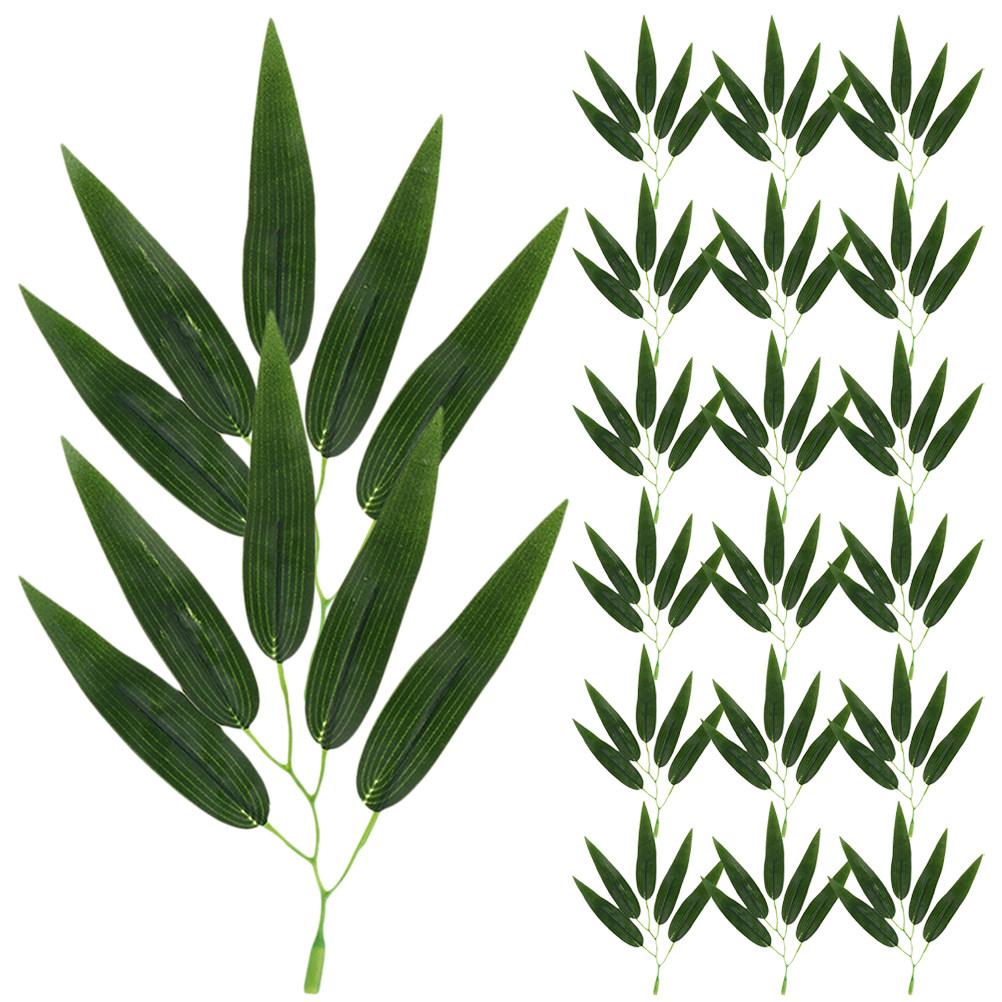 30Pcs Decorative Fake Bamboo Leaves Stems Lifelike Artificial Leaves for Flower Arranging DIY Crafts Garlands Wedding Home