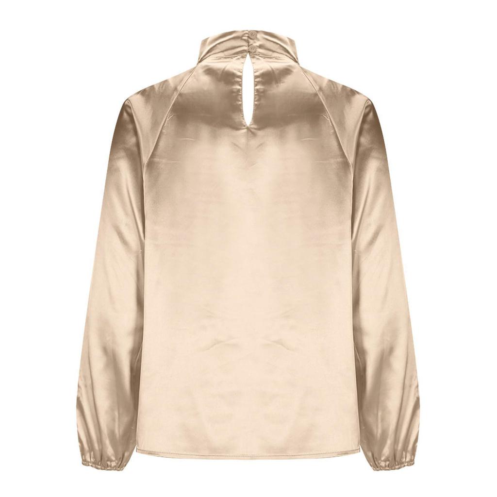 2025 New Satin Silk V-neck Long Sleeve Women's Loose Top