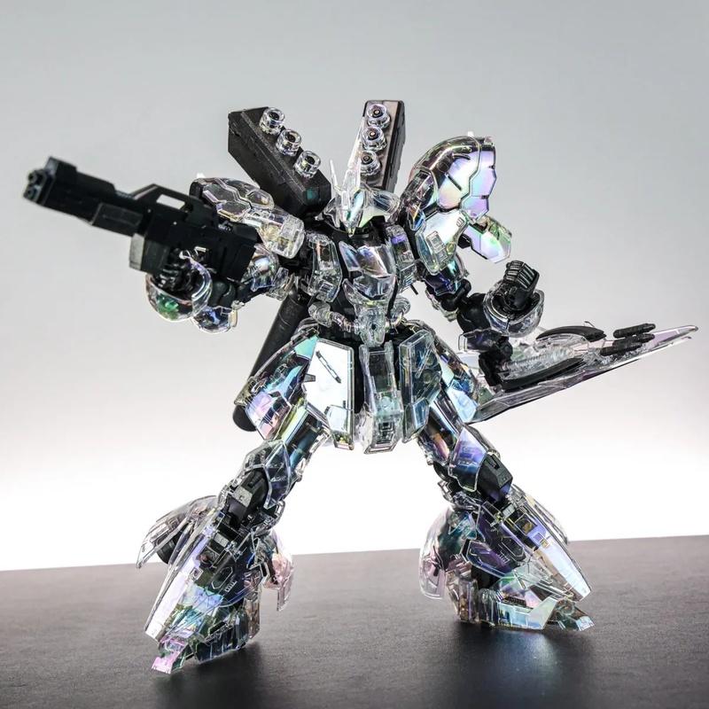 RG 1/144 Iridescent Chrome Sazabi Holographic Laser Transparent Gunpla Model Kit Anime Mecha Action Figure Boy Assembly Toy Gift