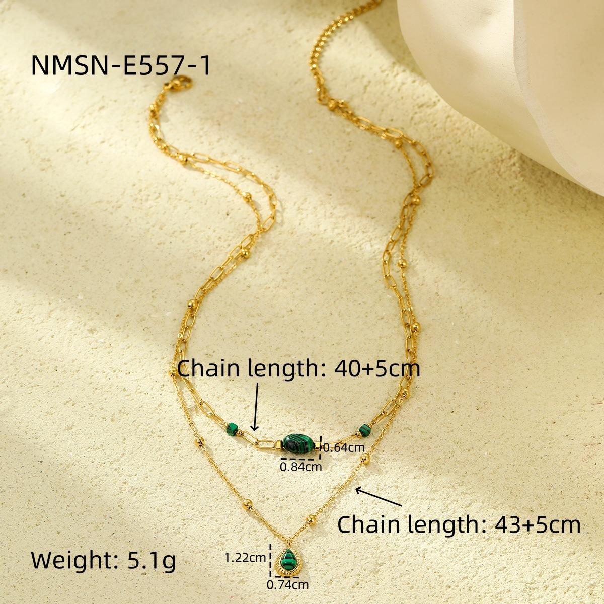 GEMCHIC Women s Turquoise Natural Stone Double Chain Layered Necklace Luxury Fashion Lock Clavicle Jewelry