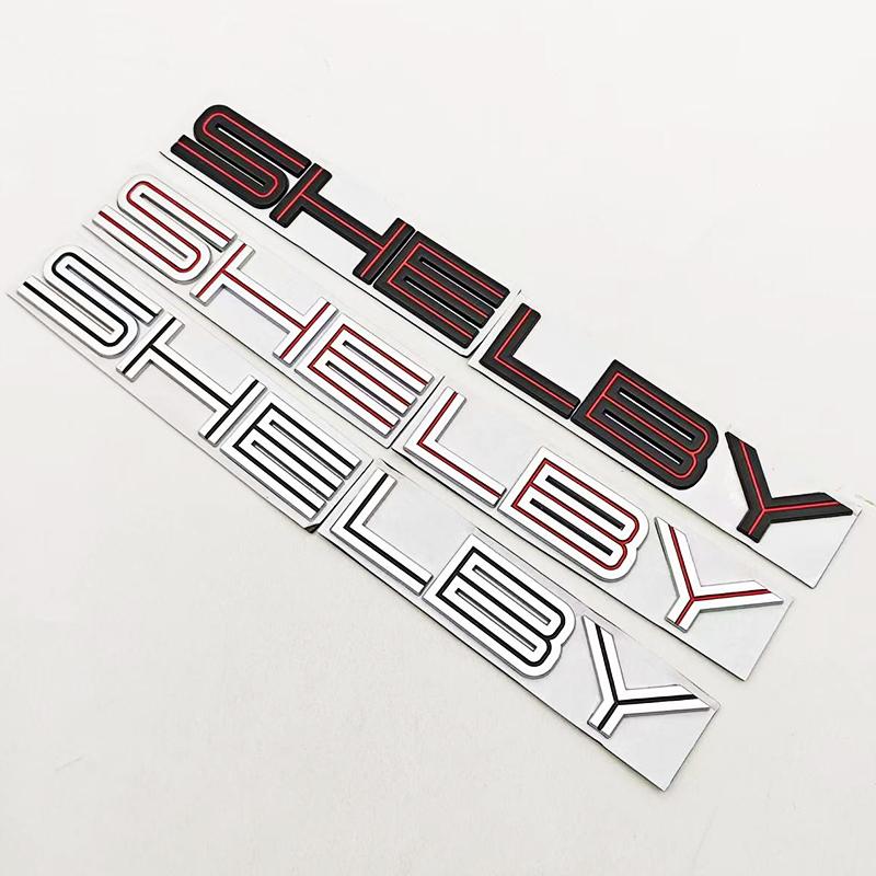 3D Metal Black Silver Red Car Sticker Letters SHELBY Logo Emblem Rear Trunk Badge For Ford Mustang SHELBY GT Auto Accessories