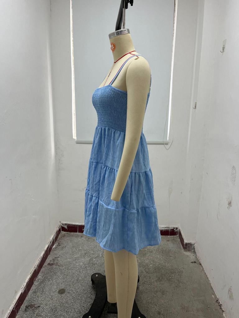 2024 One-Shoulder Solid Color Textured Dress - Versatile Summer Women's Fashion