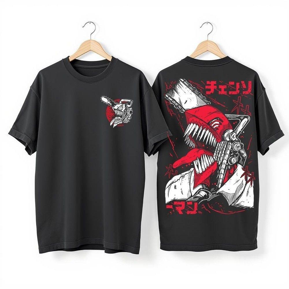 Unisex shirt Cotton Oversize Large Size Denji "Chainsaw Man" Anime Graphic Unisex TShirt (2-sided) S-5XL