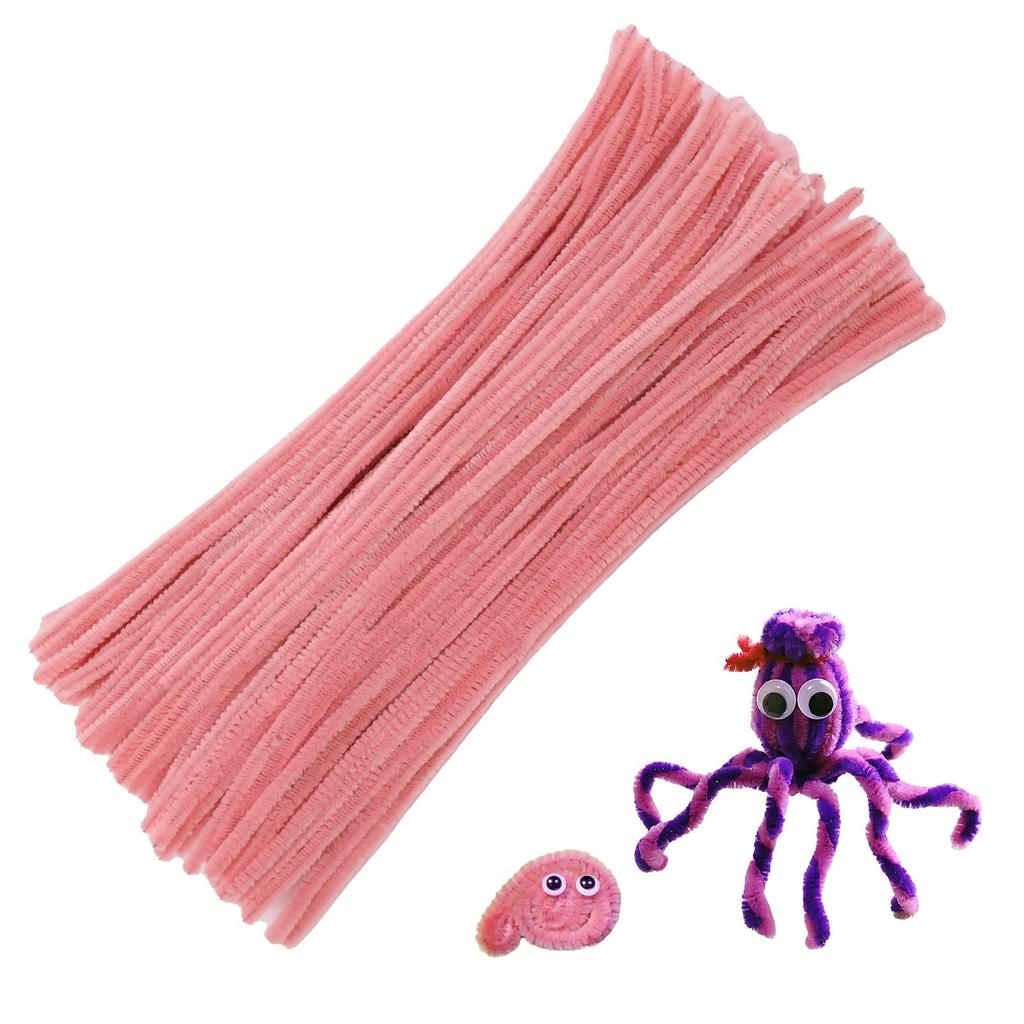 Fenrry 100PCS Pipe Cleaners Chenille Stem Solid Color Pipe Cleaners Set for Pipe Cleaners DIY Arts Crafts Decorations
