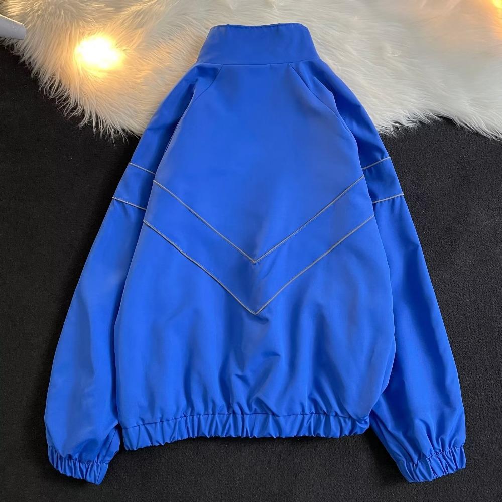 Oversized Black Windbreaker Jacket - Men's Full Zip High Neck Top with Geometric White Chevron Lines & Elastic Hem