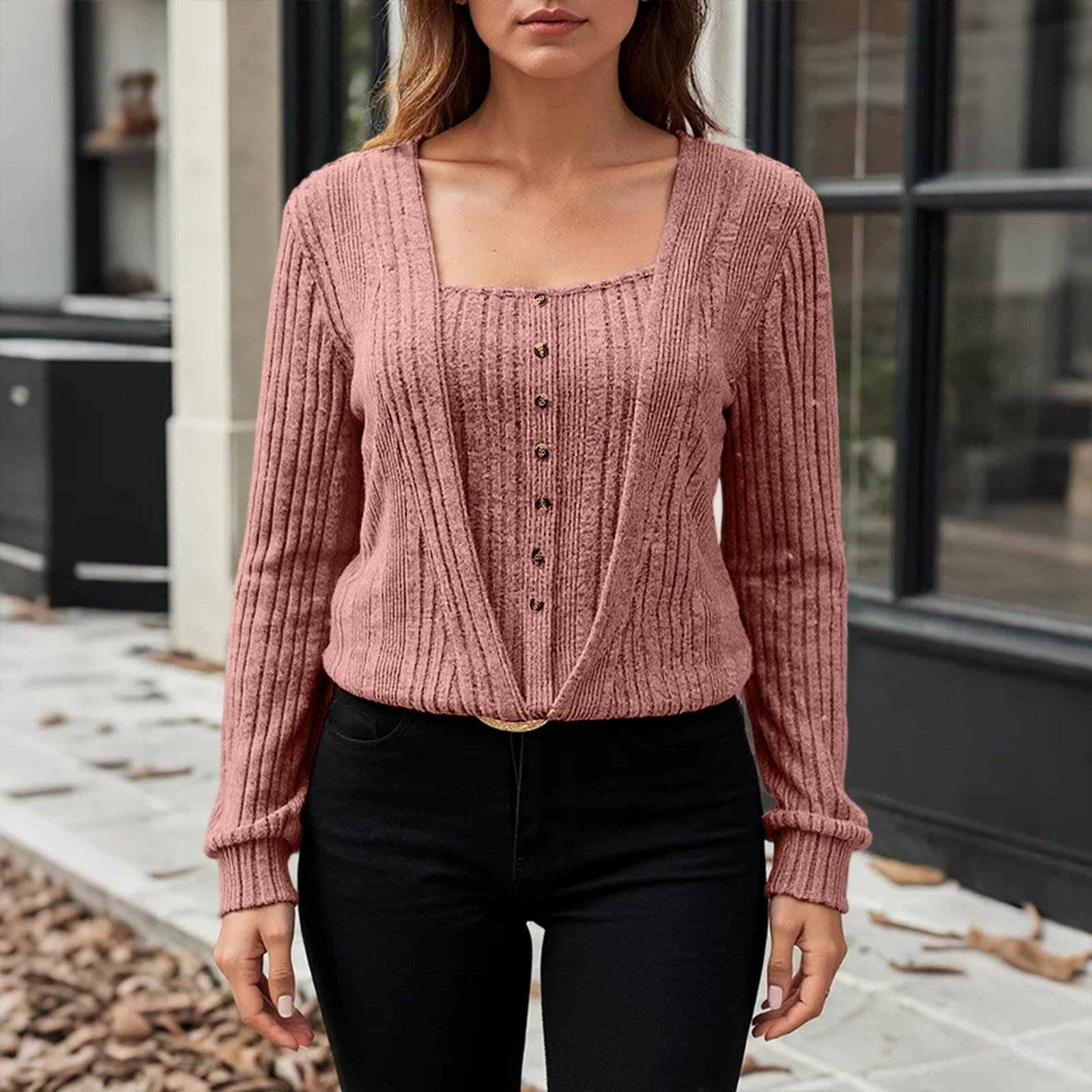 

Женский однотонный топ на пуговицах, облегающий, с длинным рукавом XL арбуз красный