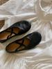 Sheepskin Version~ Genuine Leather Korean New Cross Ballet Shoes for Women's Round Head, Shallow Mouth, Versatile Mary Jane Single Shoes for Women