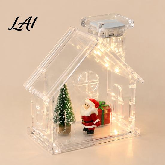 Customizable Gift for Kids Clear Acrylic House Ornament DIY Fillable Christmas with Light Crafting Supplies Rechargeable Lighted Table Centerpiece