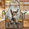 1pc, Little Donkey Wearing Flower Pattern Apron, Reusable, Suitable for Kitchen And Restaurant, Easy, Lightweight, BBQ, Camping, Cafe, Easter, Father'
