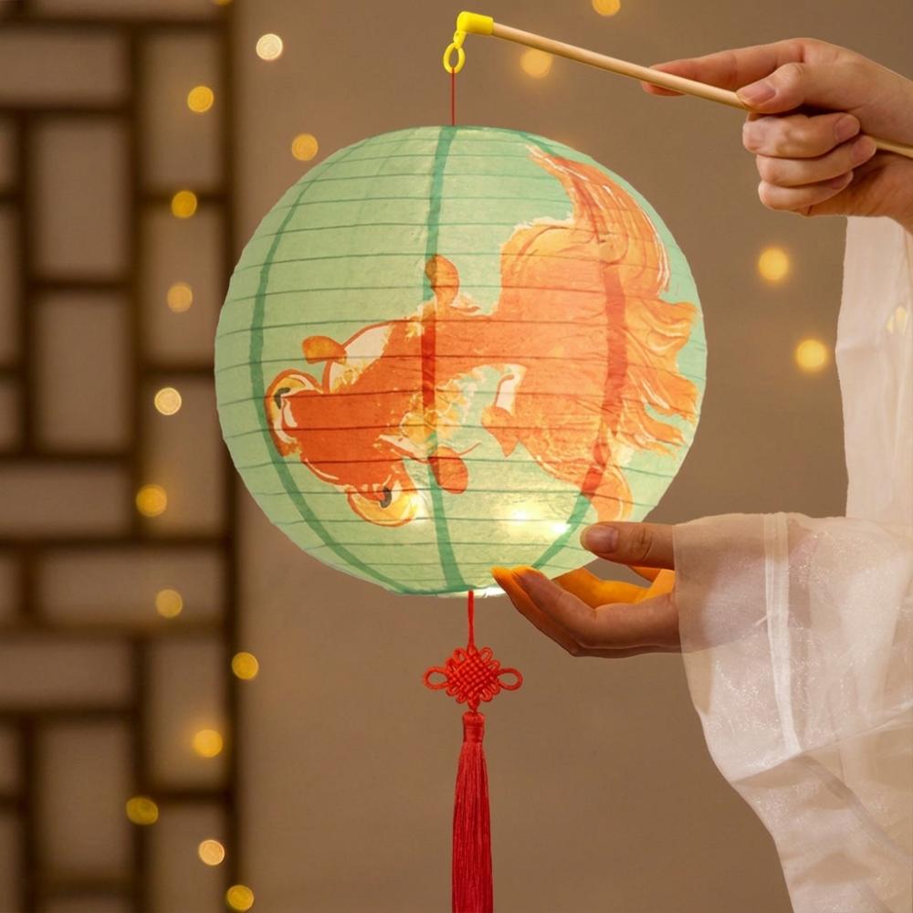 Luminous Mid-Autumn Paper Lanterns Folding DIY Handheld Lanterns  Kindergarten Use
