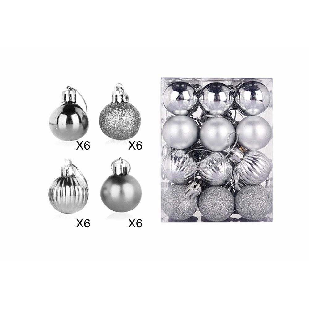 24Pcs 30mm Christmas Tree Balls Small Bauble Hanging Home Party Ornament Decor Xmas Small Bauble New Year Supplies