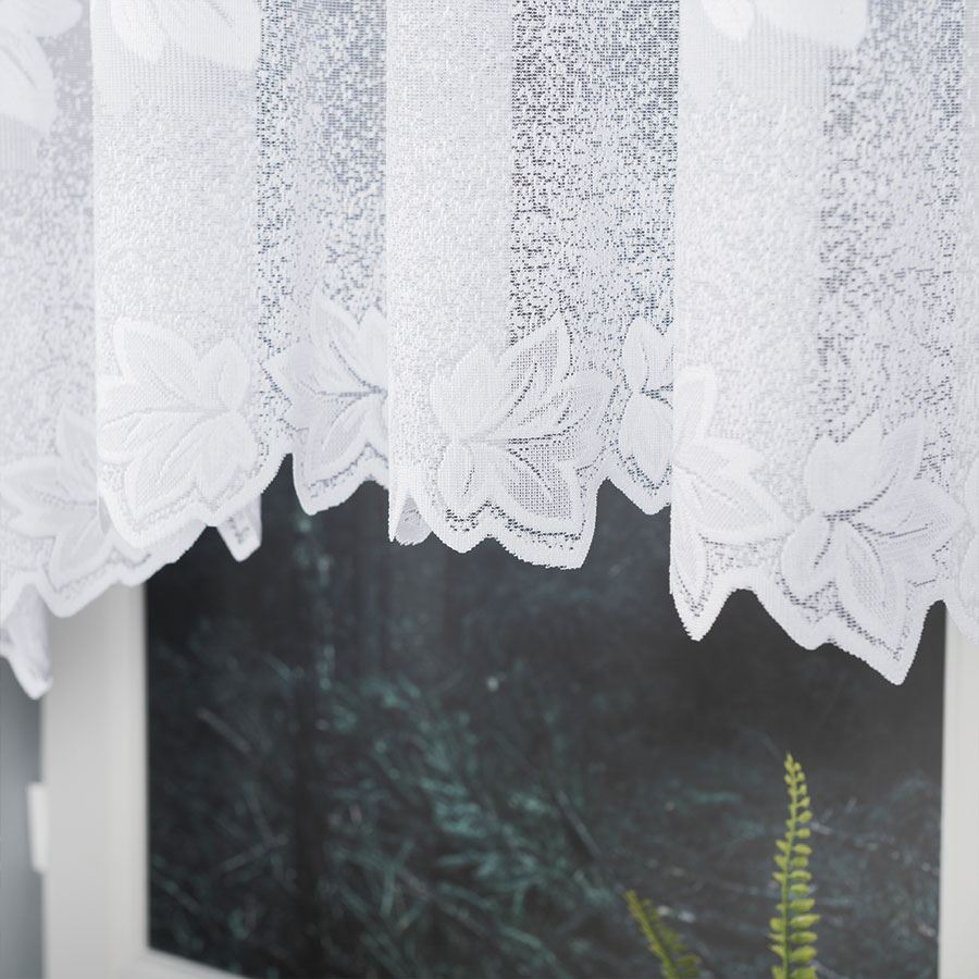 Bożena - Ready-made Jacquard Curtain with Bottom Trim - 500X160 - White