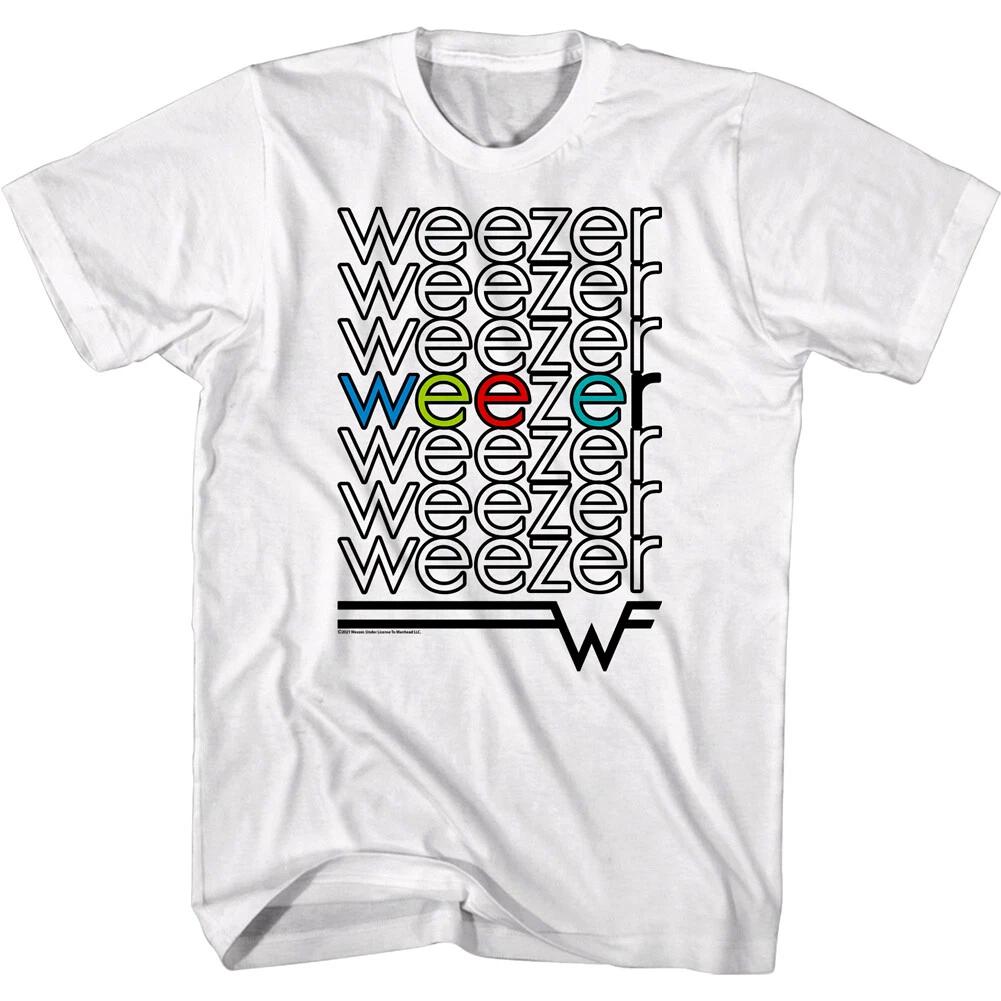 

Weezer Радужный Повторяющийся Логотип Мужская Футболка Цвета Альбомы Рок-Группа Концерт Тур S