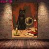 Salem's Black Cat Witch Art Poster and Prints Vintage Wall Art Magic Cat Daily Life Oil Painting