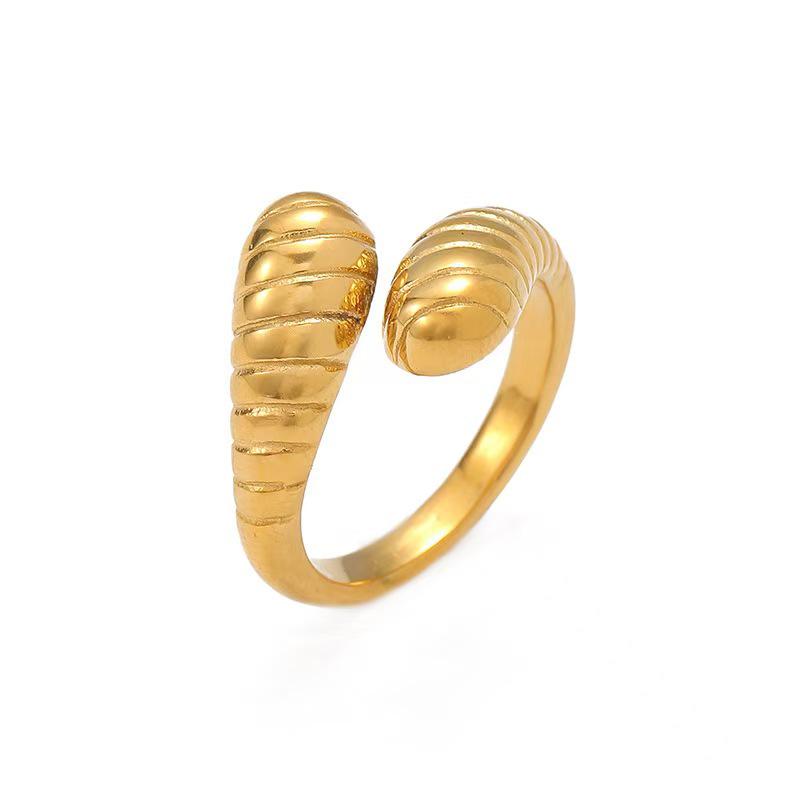 Anel Irregular Gota d'Água Ajustável em Aço Inoxidável - Estilo Frio Europeu e Americano