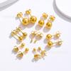 Ins Simple Ball Stainless Steel Pearl Stud Earrings Gold Direct Sales