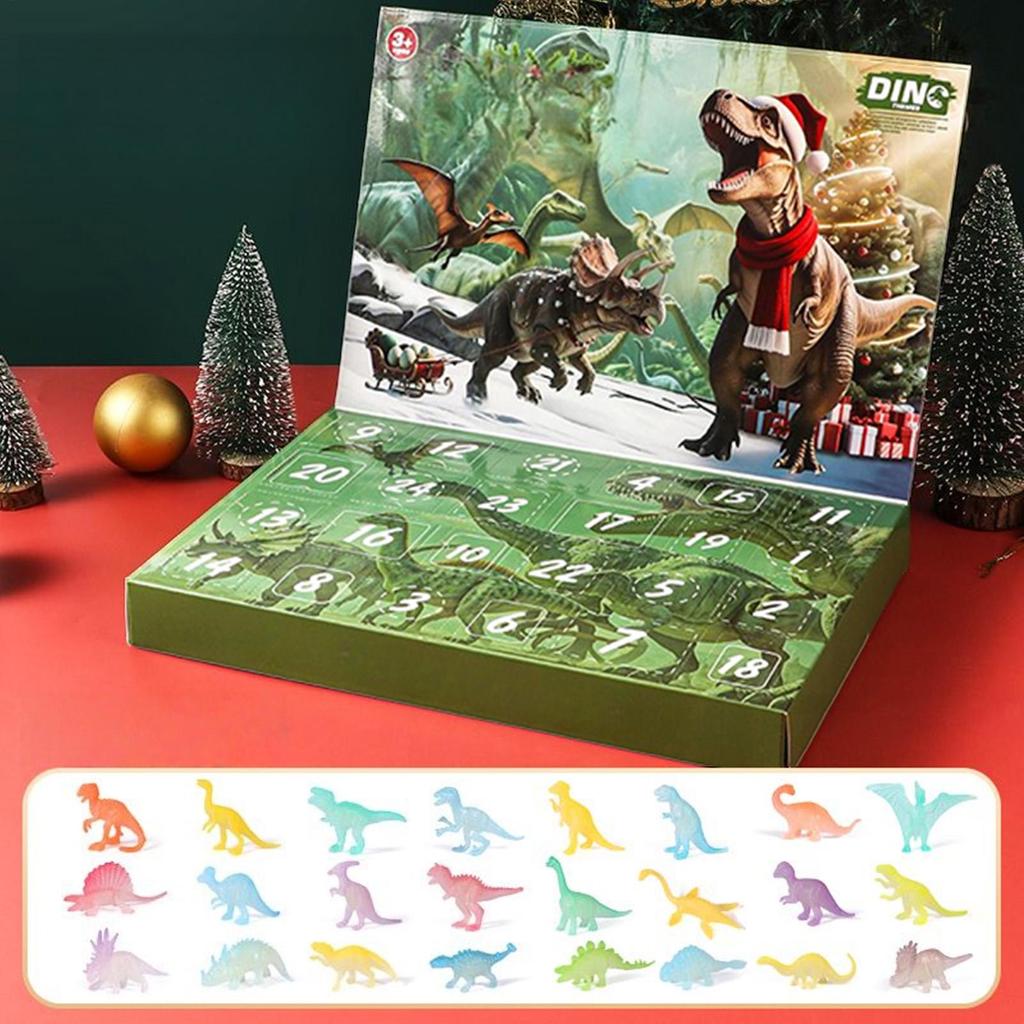Dinosaur Advent Calendar - 24 Days Christmas Countdown Calendar Toy for Kids, Fun Holiday Party Decor & Supplies for Home