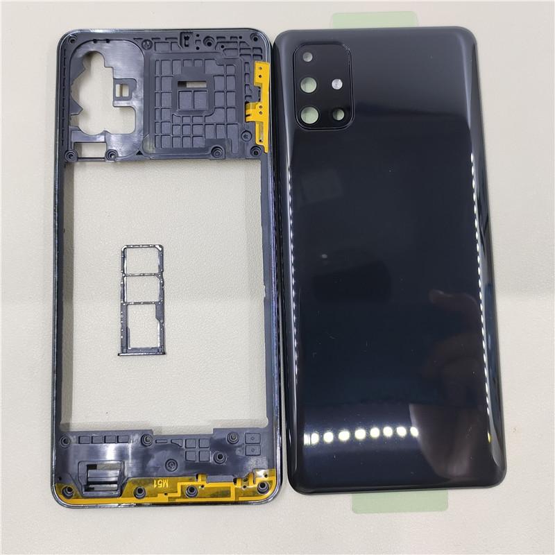 Housing Middle Frame For Samsung Galaxy M51 M515F Battery Back Cover Panel Lid Rear Door With Camera Lens