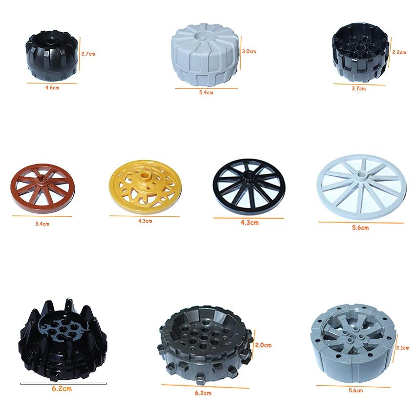 Non-Toxic Tire Wheel Cross Hole Car Truck Wheels Hub Hard Plastic Technical Bricks Moc Motorcycle Tyre & Rim Construction Building Blocks