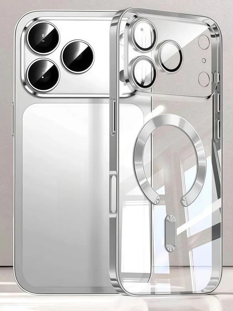 Lüks Kaplama Kamera Korumalı Şeffaf Yumuşak TPU Manyetik Telefon Kılıfı iPhone 17 Air 16 15 14 Plus 13 12 11 17 Pro Max İçin Kılıf