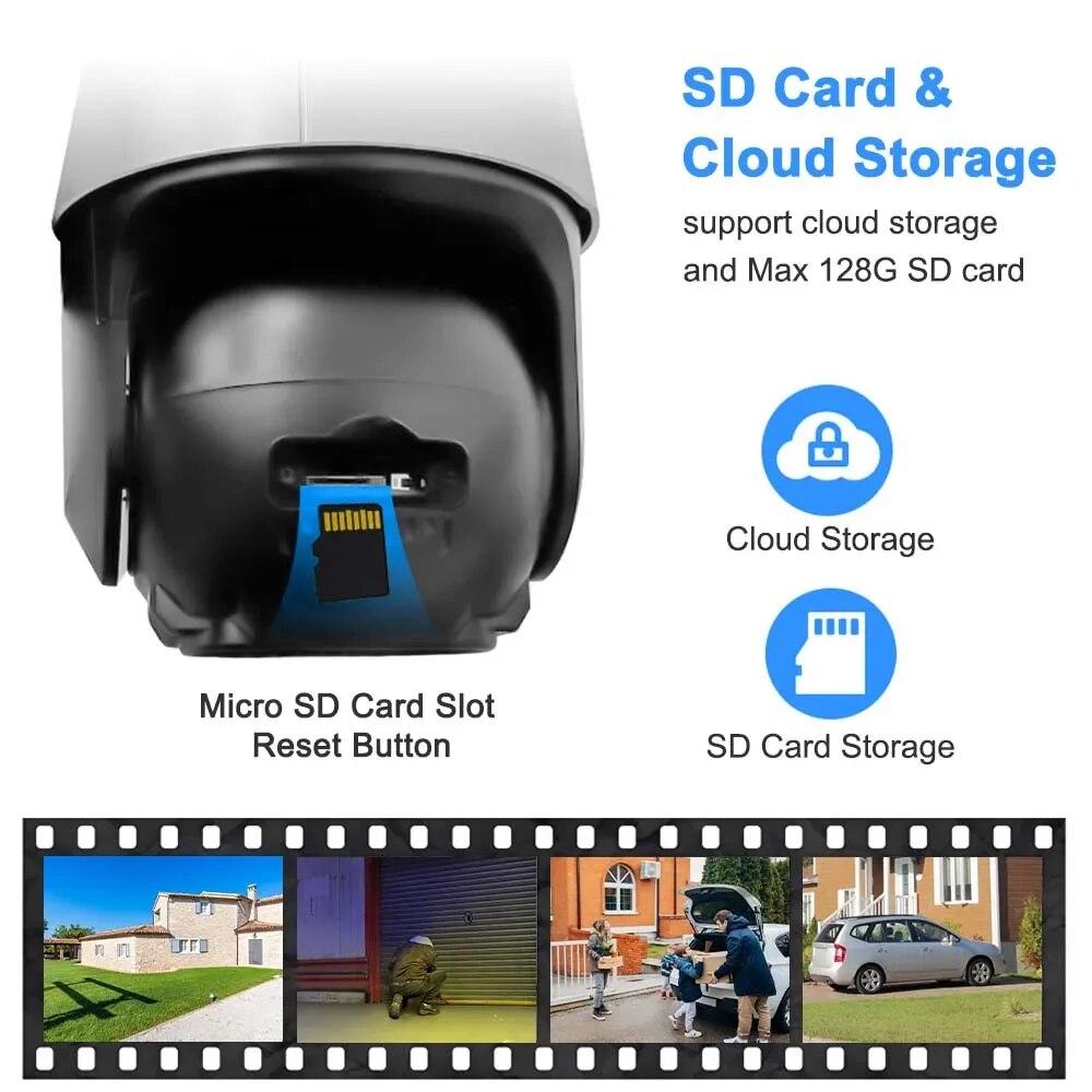 Nová EU 9MP 4K HD WiFi IP kamera Venkovní 8X zoom Tři objektivy Duální PTZ kamera Automatické sledování 8MP Zabezpečení Video Surveillance CCTV ICSEE