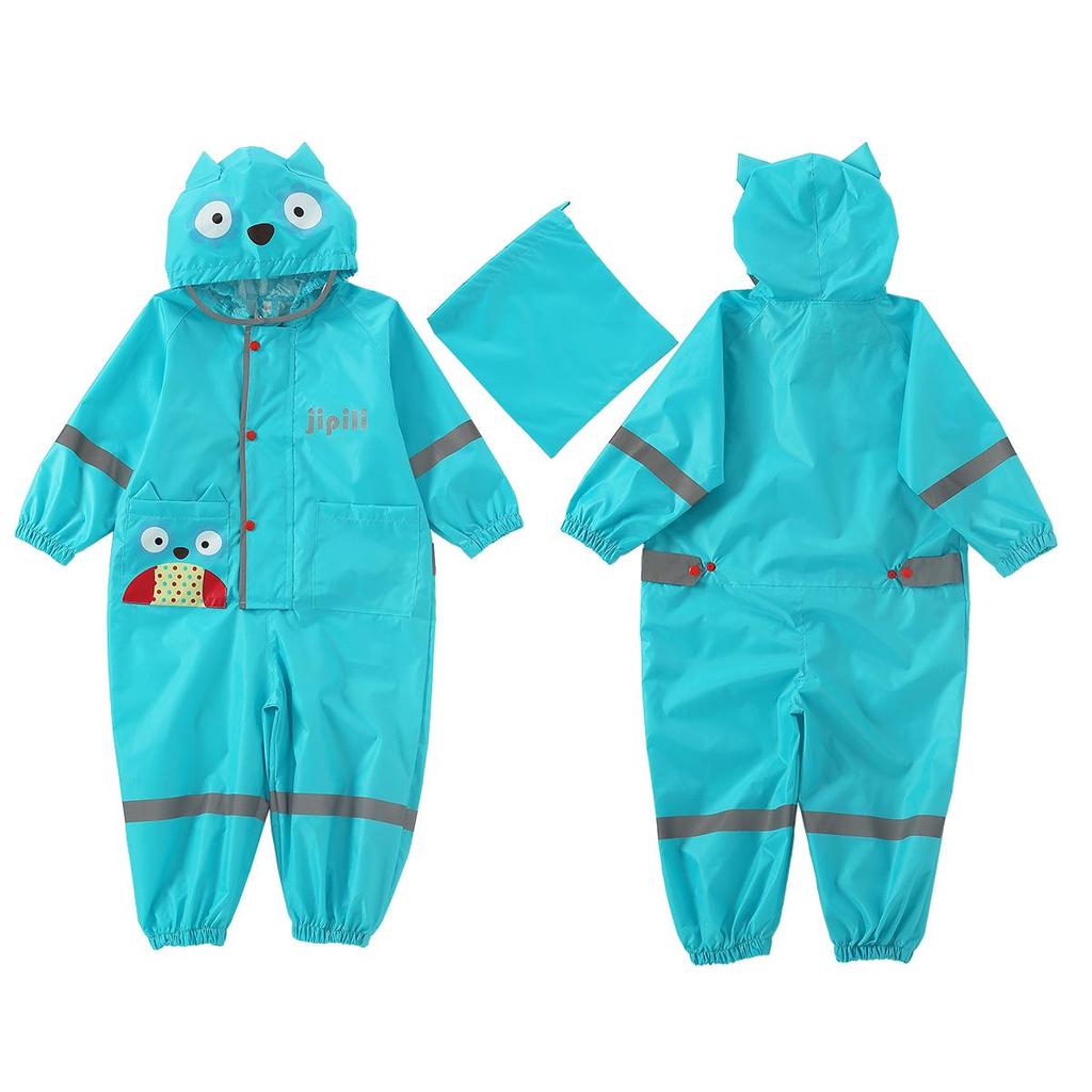 Children's 3D Cartoon Rain Poncho with Reflective Strips - Boys, Girls, Toddlers, Kindergarteners