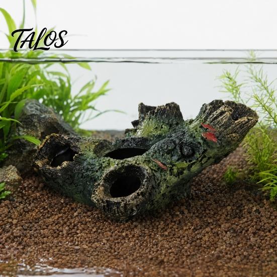 Fish Shelter Ornament Decaying Trunk Aquarium Hide, Decorative Betta Hideout, with Multiple Holes Realistic Tank Hideout And Caves, Resin Log Cave for