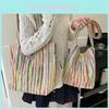 Fashionable Striped Canvas Shoulder Bag Chic Cross-border Tote For Vacation