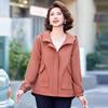 Women's Casual Hooded Zipper Jacket for Middle-Aged