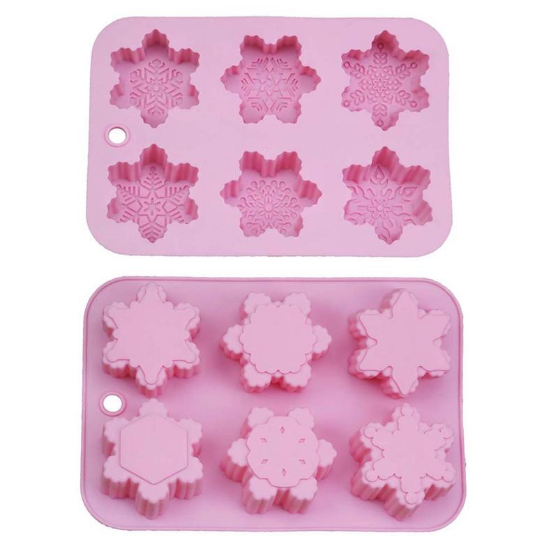 6 Shape Christmas Snowflake Silicone Cake Soap Mold DIY Handmade Pudding Chocolates Candle Mold