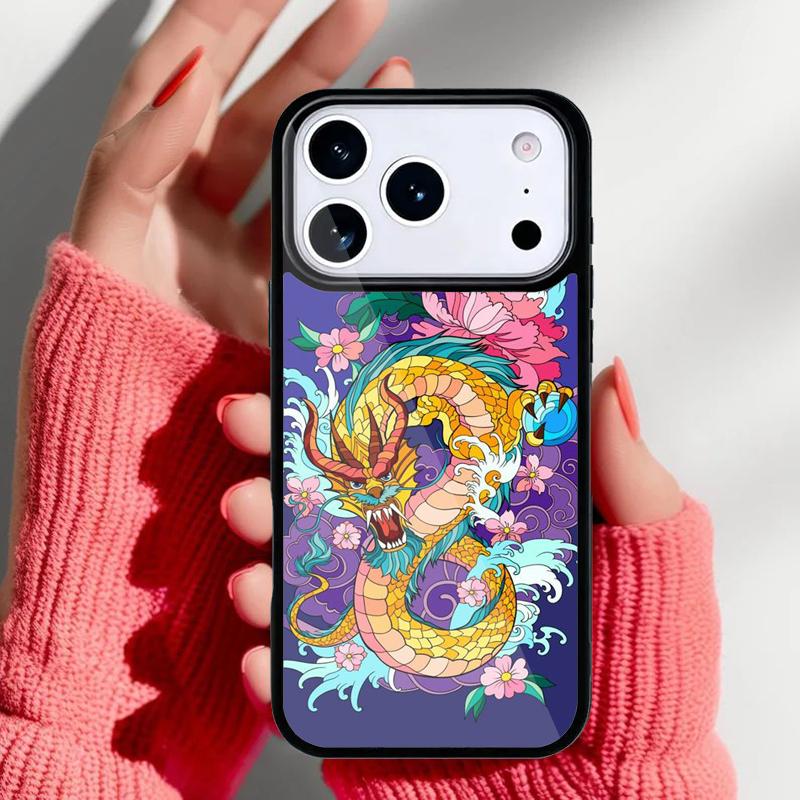 Japanese Dragon Style Phone Case for iPhone 17 16 15 14 13 Pro Max Back Cover for 12 11 Pro Coque