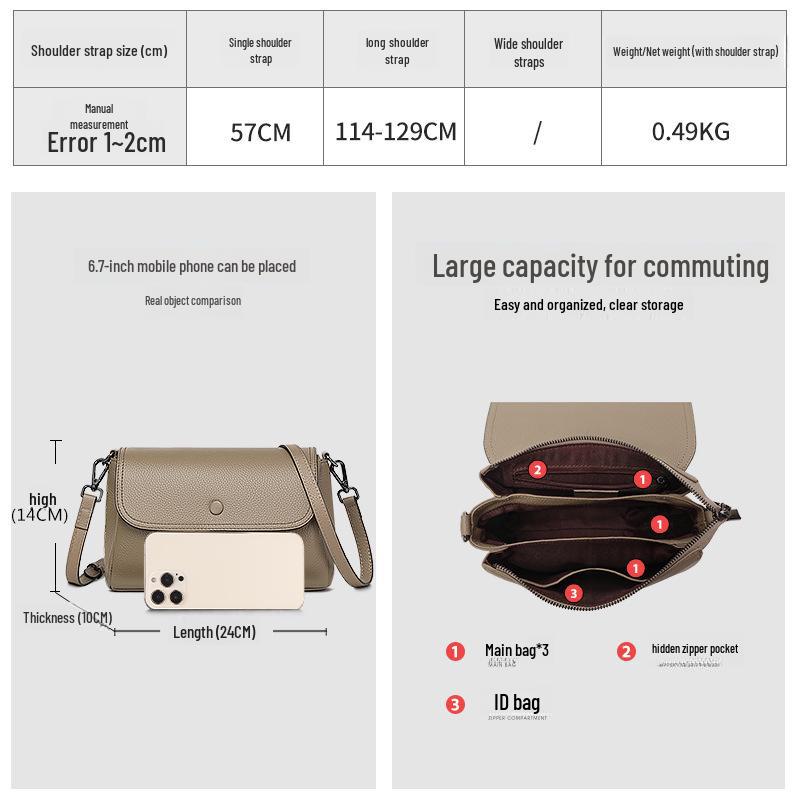 Women's Trendy Genuine Leather Messenger Bag: 2025 Style, Large Capacity, Soft Shoulder Bag, Versatile & Simple Design.