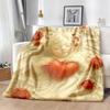 Cozy Angel Heart & Rose Valentine'S Day Flannel Blanket | Soft Warm Throw with Cherub & Red Roses Print, AllSeason Luxury Bedspread for Couch, Bed, Ca