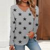 V-neck 3D Printed Star Pattern Top Fashionable Casual Long Sleeved Women's T-shirts