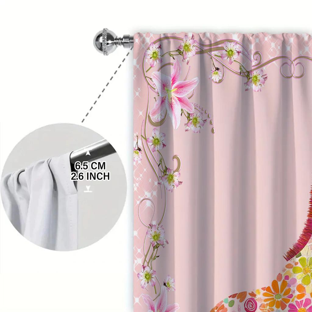 2pcs Pink Giraffe Background Printed Curtain for Home Decor - Rod Pocket Window Treatment for Bedroom, Office, Kitchen
