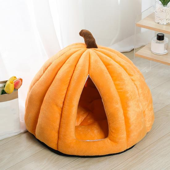 Dýňové kočičí pelíšek s odnímatelným omyvatelným polstrovaným polštářkem Zimní teplý Malý střední Pes Kočka Domácí zvířátko Jeskyně Dům Vnitřní Kotě Štěně Spací hnízdo