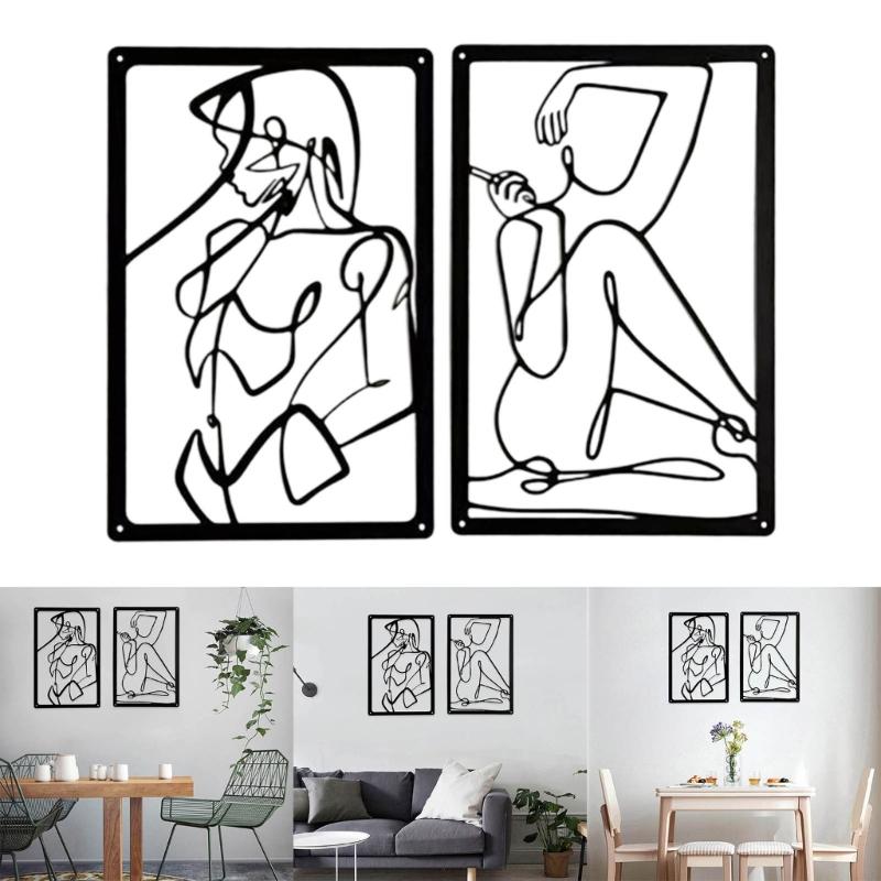 Creative Metal Abstract Female Art Drawing Abstract Decors Elegant Metal Wall Decors Add Artistic Touch to Room Office