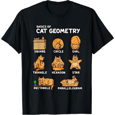 Basic Cat Geometry Cute Cat Cat Lover Cat Owner Math School T-Shirt