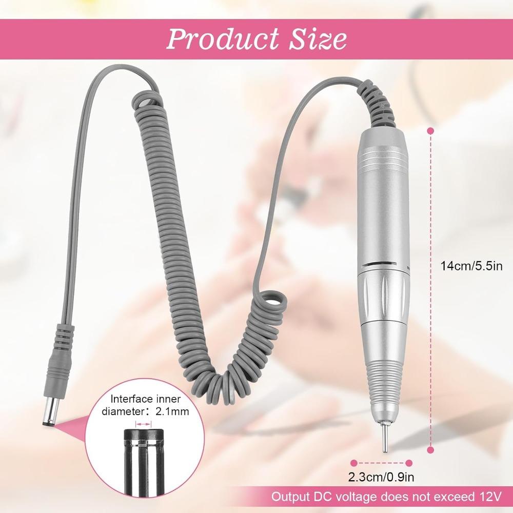 Portable Nail Drill Handle Silver Nail Drill Accessory Replacement Handpiece For Nail Grinding