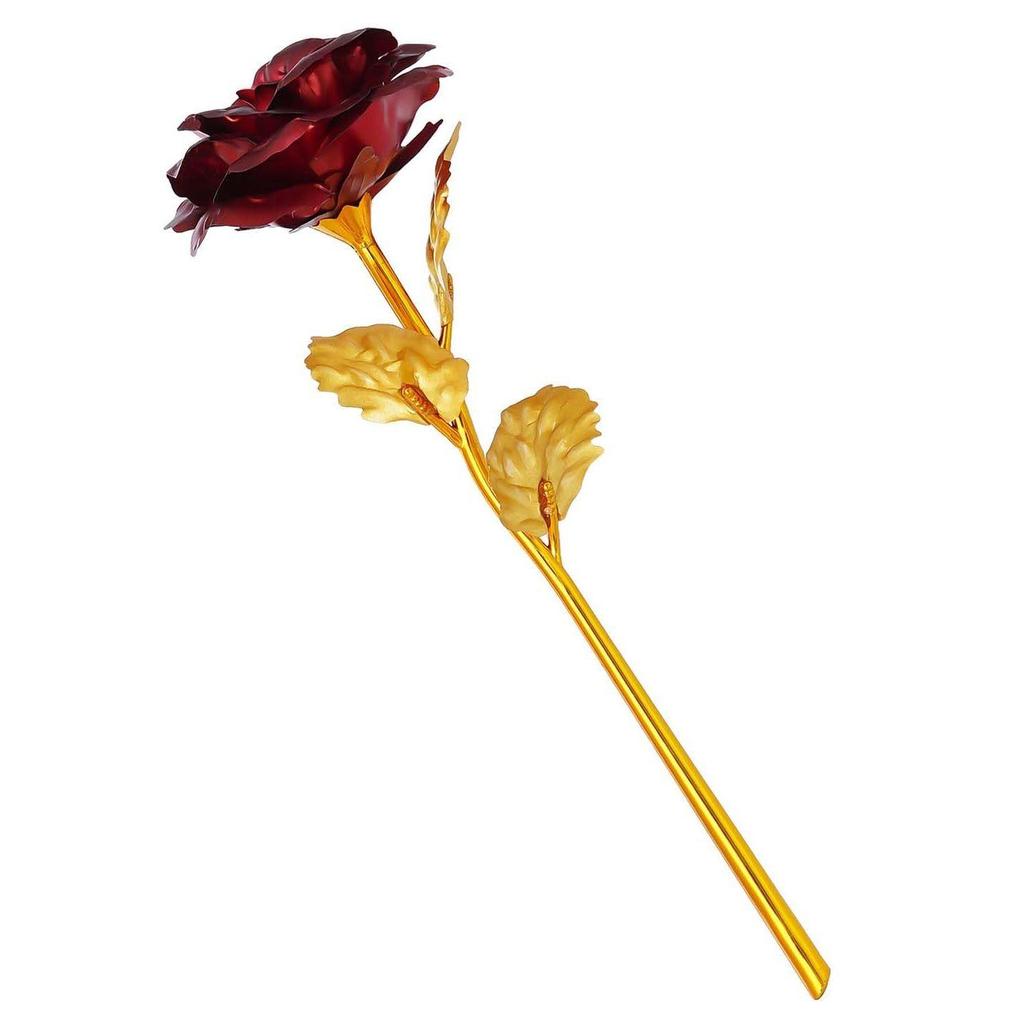 Golden Red Rose Flower Showpiece | Rose Day Valentine Gift for Girlfriend Boyfriend Husband Wife Her Him | Valentine Day Decoration Items