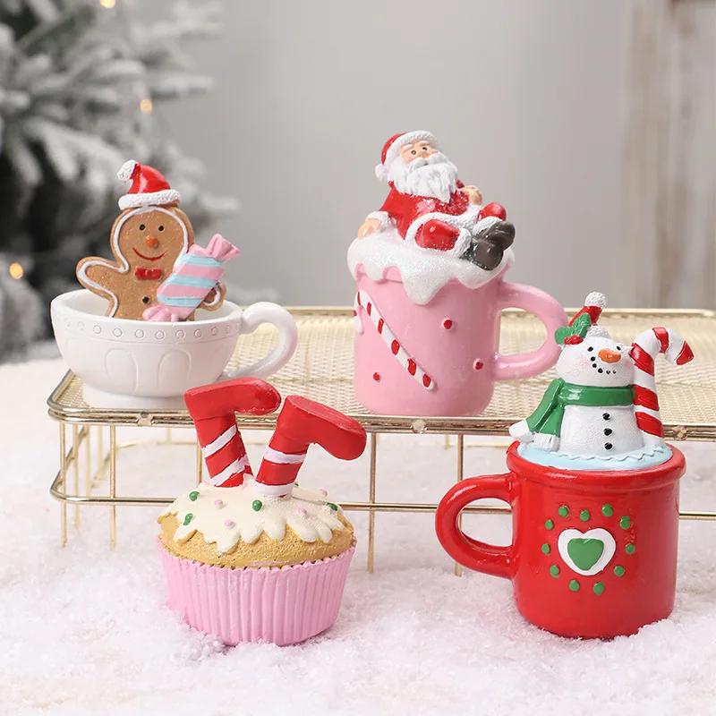 Nordic Style Christmas Decorations Resin Santa Tree Cake Topper Party Decorations Cross-Border New Arrival Christmas Pendants
