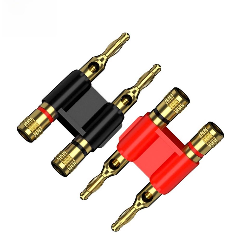 1pc 4mm Dual Row Lantern Banana Connector With 4mm Jack Red Black Screw Mount Gold For Electrical Connections