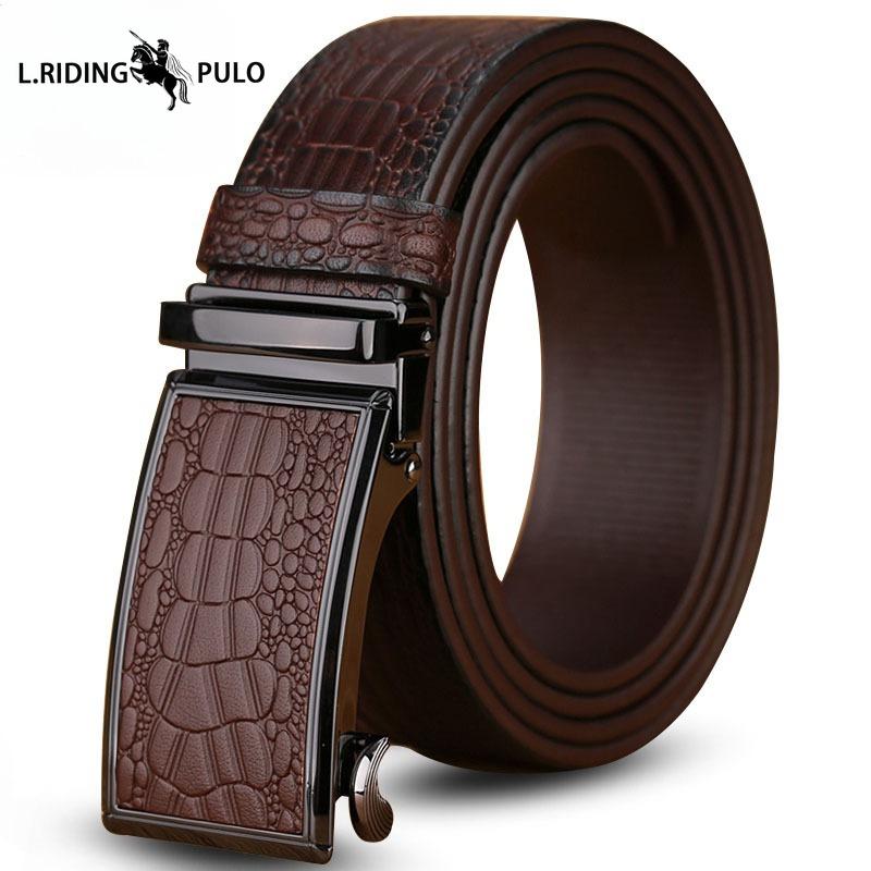 Belt Men's Business Toothless Automatic Belt Men's Crocodile Pattern Durable Leather High-end Trousers Genuine