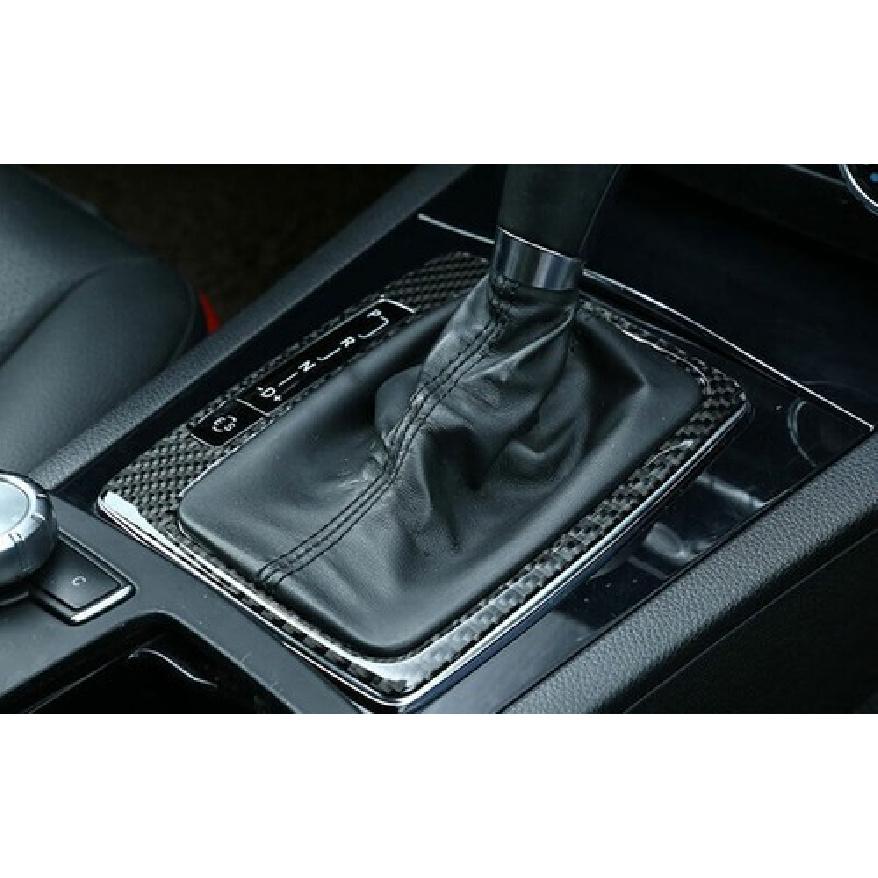 Real Carbon Fiber Central Console Gear Shift Cover Trim For Benz C-Class 2007-14