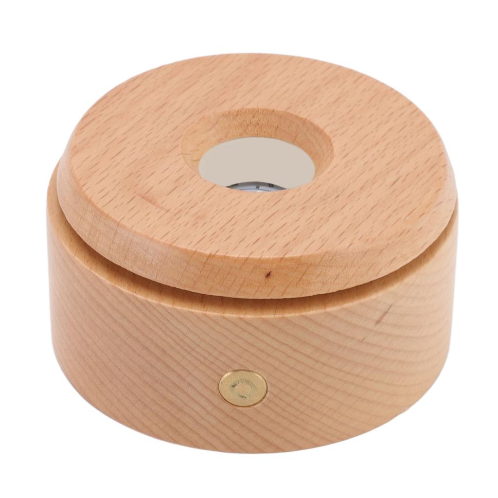 Wooden LED Display Base Rotatable Multi Mode Wood Light Display Base Touch Dimming Crystal 3D Art Display Stand