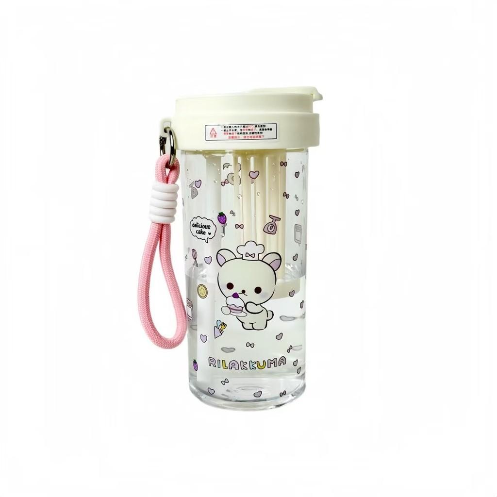 Pc Insulated Straw Cup With Cartoon Design For Office And Home Use